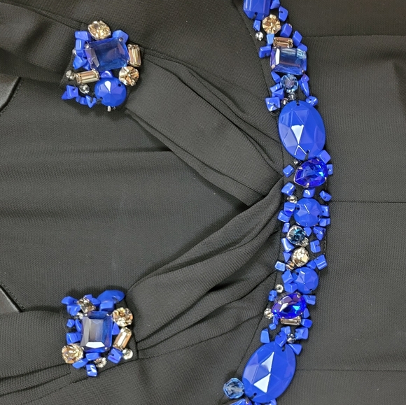 Blumarine Black V Neck Sleeveless Crystals Long Dress size I 48 - Picture 9 of 14